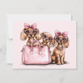 Fashionable Hundar Rosa Purse Vykort