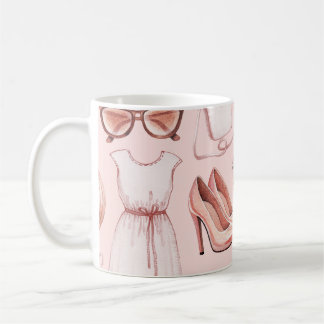 Fashionable Illustrations: Chic Seamless Mönster. Kaffemugg