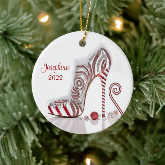 Fashionable jul Stiletto High Heel Shoe Julgransprydnad Keramik (Träd)