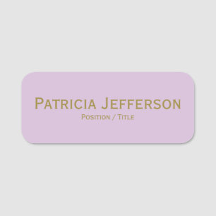 Fashionable Light Lilac & Guld: Girly Professionel Namnbricka