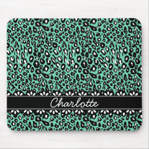 Fashionable Mint Leopard Print och Snöre Musmatta