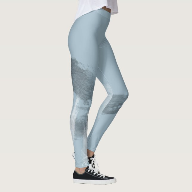 Fashionable Monochrome Urban Graffiti Smear Leggings (Höger)