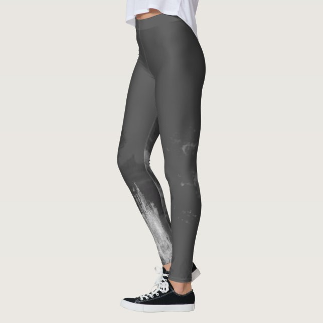Fashionable Monochrome Urban Graffiti Smear Leggings (Vänster)