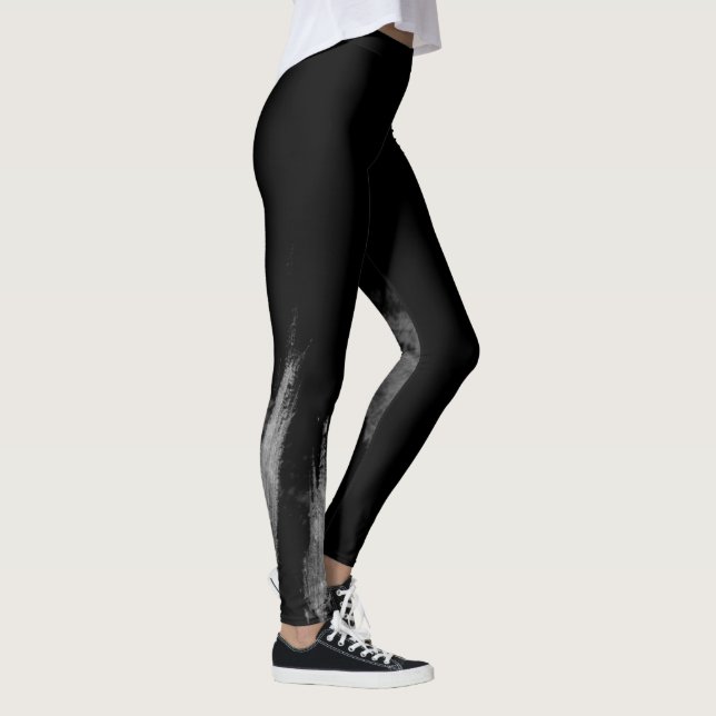 Fashionable Monochrome Urban Graffiti Smear Leggings (Höger)