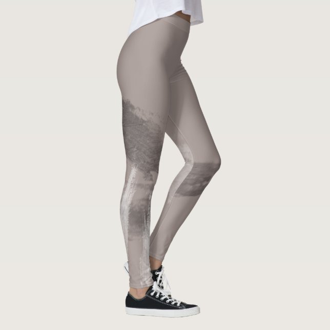 Fashionable Monochrome Urban Graffiti Smear Leggings (Höger)