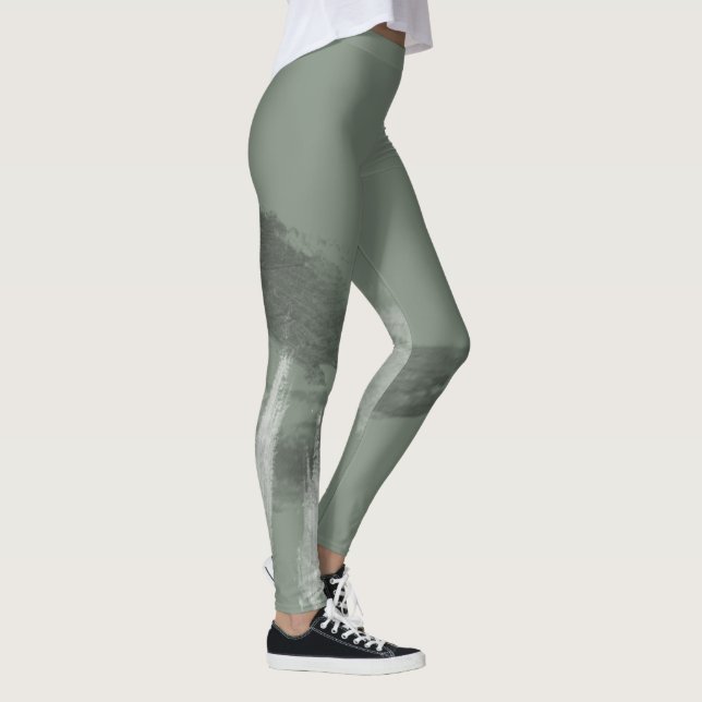 Fashionable Monochrome Urban Graffiti Smear Leggings (Höger)