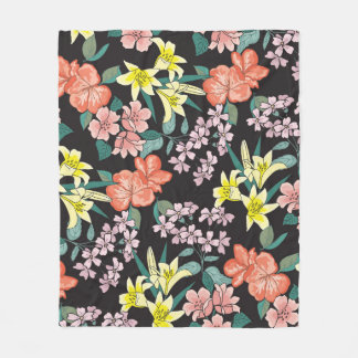 Fashionable mönster i små blommor. Blommigtens säk Fleecefilt