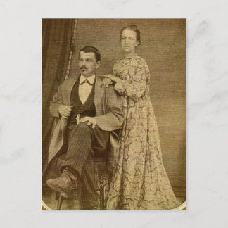 Fashionable Newlyged Couple Circa 1870 Vykort