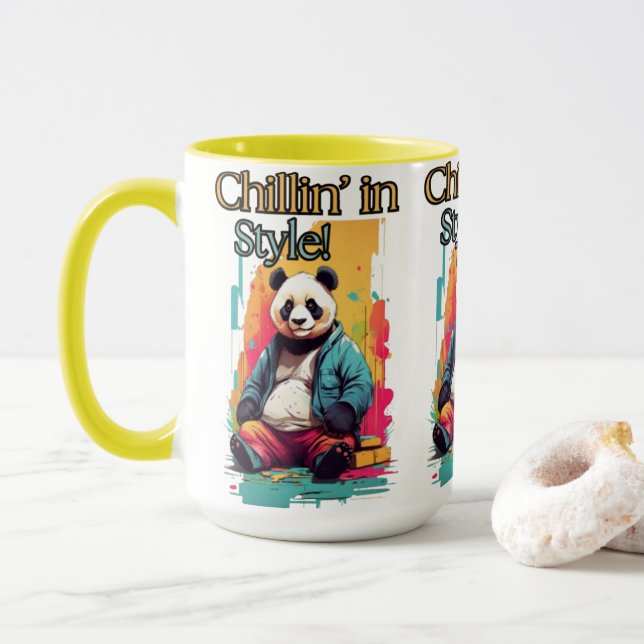 Fashionable Panda Art | Roligt och viskhet Mugg (Med munk)
