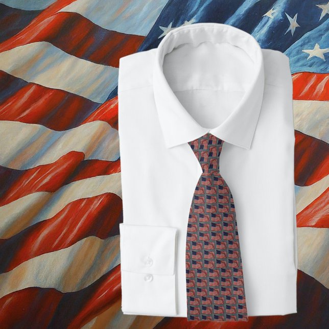 Fashionable Patriotic US Flagga Stars och stripes Slips (Tie on shirt with Background)