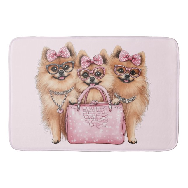 Fashionable Pommern Hundar Rosa Purse Badrumsmatta (Framsidan)