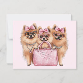 Fashionable Pommern Hundar Rosa Purse Vykort