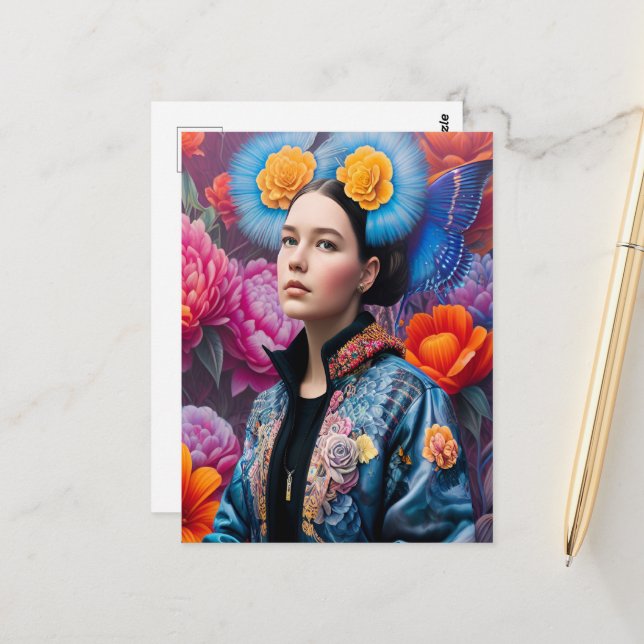 Fashionable princess i jacka vykort (Fram/Back In Situ)