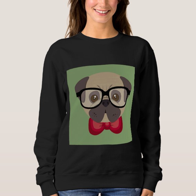 Fashionable Pug - Pug with Red Bowtie and Grönt Ba T Shirt (Framsida)
