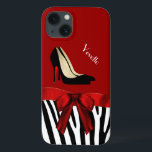 Fashionable Red & Zebra tryck Samsung Note 4 Fodra<br><div class="desc">Fashionable Samsung Galaxy Note 4 fodral,  med rött,  på överkanten och ett svartvitt stripe zebra tryck,  på grund. Bilder av ett rött band med satin och båge dekorerar mitten och ett par svarta stilettklackar står på den övre halvan. Anpassa den vita texten själv eller som en underbar presentidé.</div>