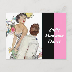 Fashionable Retro Sadie Hawkins Dance Inbjudningar