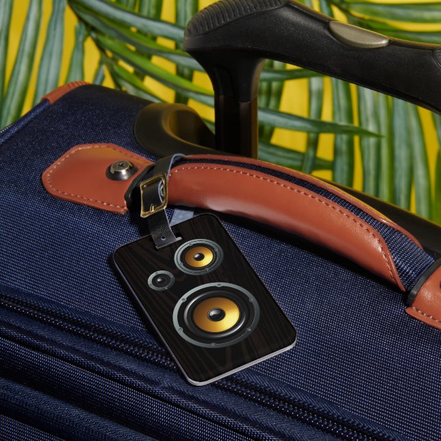 Fashionable Retro Wood Grain Speaker Trio Bagagebricka (Framsida Insitu 1)