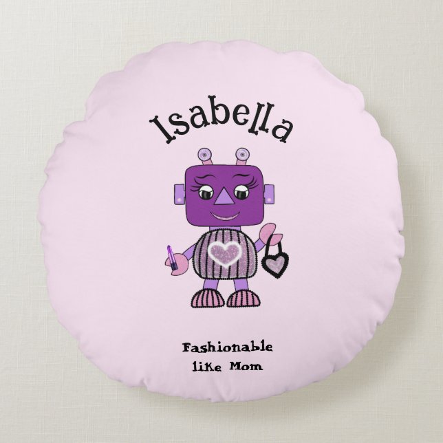 Fashionable robot babybib rund kudde (Framsidan)