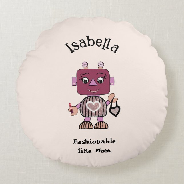 Fashionable robot rund kudde (Framsidan)