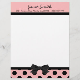 Fashionable Rosa & Black Business Letterhead Brevhuvud