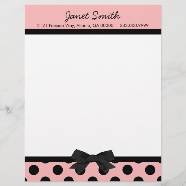 Fashionable Rosa & Black Business Letterhead Brevhuvud (Framsida)