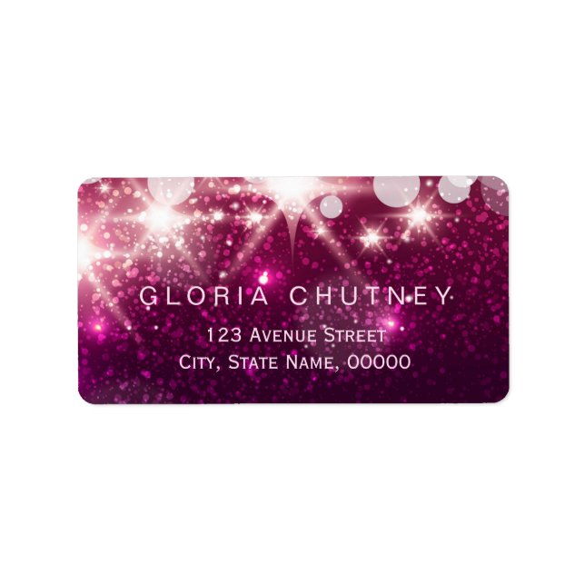 Fashionable Rosa Glitter med Glamor Sparkles Adressetikett (Framsidan)