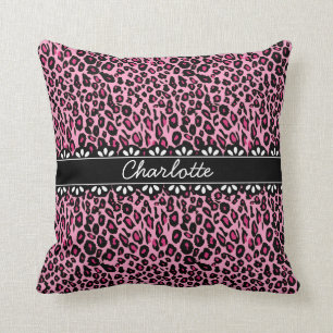 Fashionable Rosa Leopard Print och Snöre Kudde