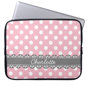 Fashionable Rosa Polka dots och Snöre Laptop Sleeve