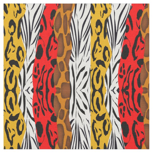 Fashionable Safari Animal Skin Mix Patternated Tyg (Närbild)