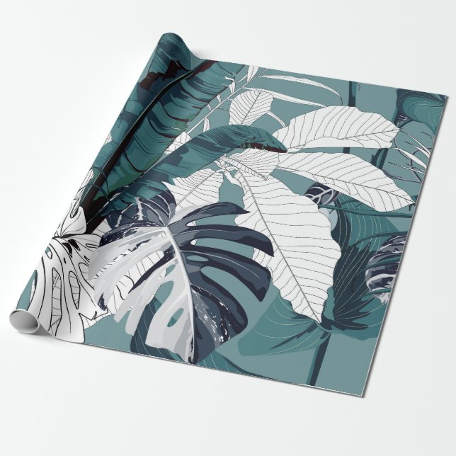 Fashionable seamless tropical mönster med Tropica Presentpapper (Utrullad)