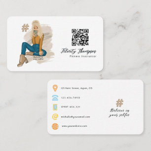 Fashionable Selfie Girl QR-kod Visitkort