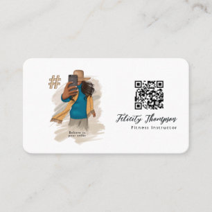 Fashionable Selfie Girl QR-kod Visitkort
