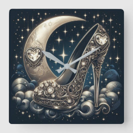 Fashionable Stiletto med Crescent Måne. Fyrkantig Klocka