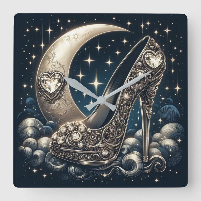 Fashionable Stiletto med Crescent Måne. Fyrkantig Klocka (Framsida)