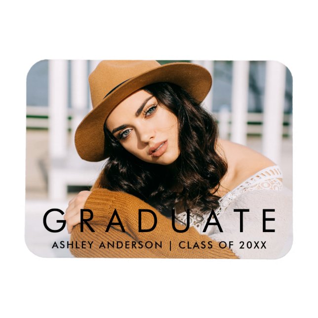Fashionable Studenten Photo Announcement Magnet (Horisontell)