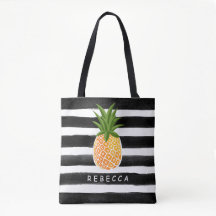 Fashionable Tropical Pineapple Black White Rand