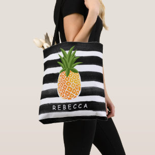 Fashionable Tropical Pineapple Black White Rand Tygkasse
