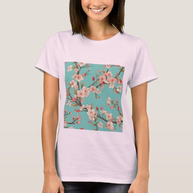 Fashionable Turcos Cherry Blommar T Shirt (Framsida)