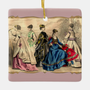 Fashionable Victorian Dam Julgransprydnad Keramik