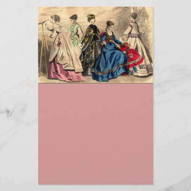 Fashionable Victorian Dam Stationery Brevpapper (Framsida)