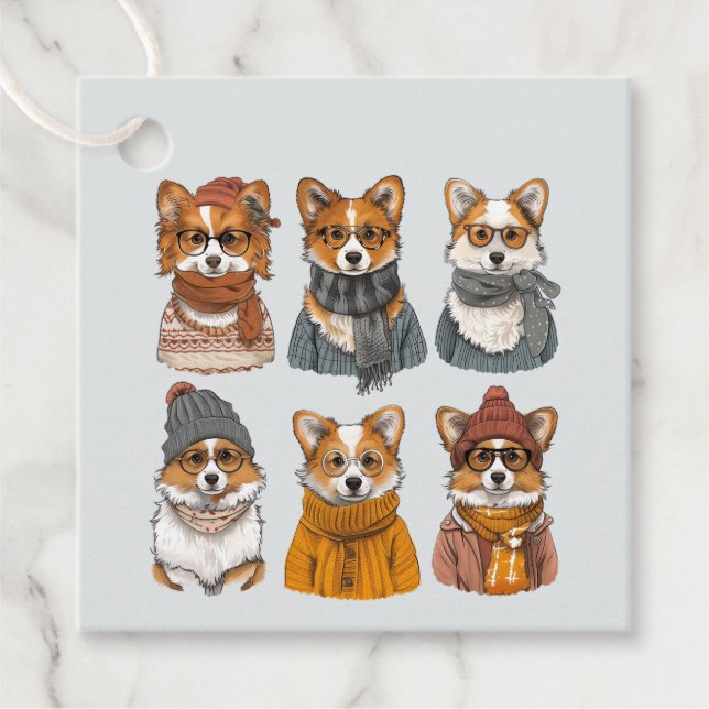 Fashionable Welsh Corgi Hundar Gåvor Etiketter (Framsida)