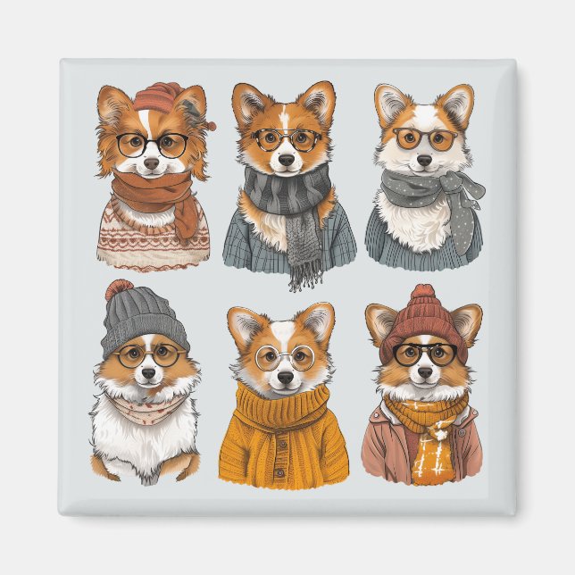 Fashionable Welsh Corgi Hundar Magnet (Framsidan)