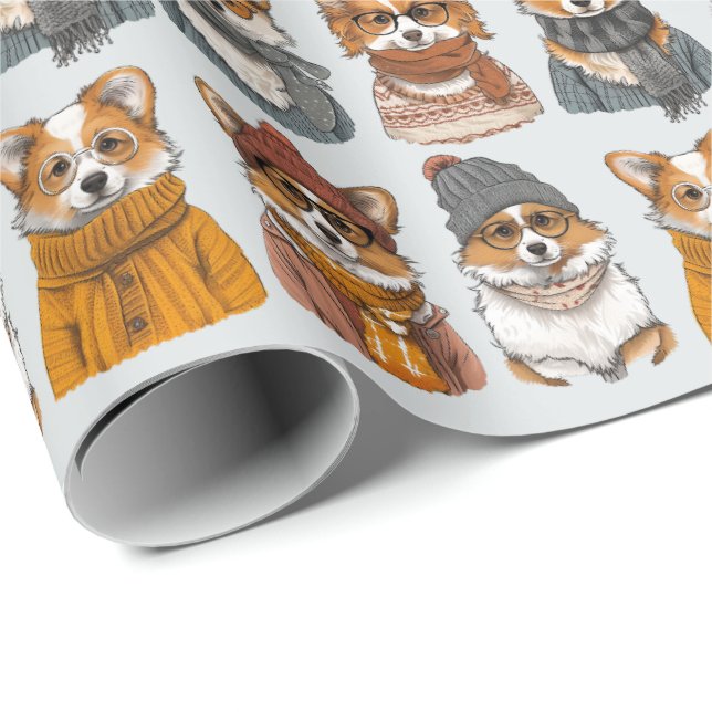 Fashionable Welsh Corgi Hundar Presentpapper (Rullad Hörn)