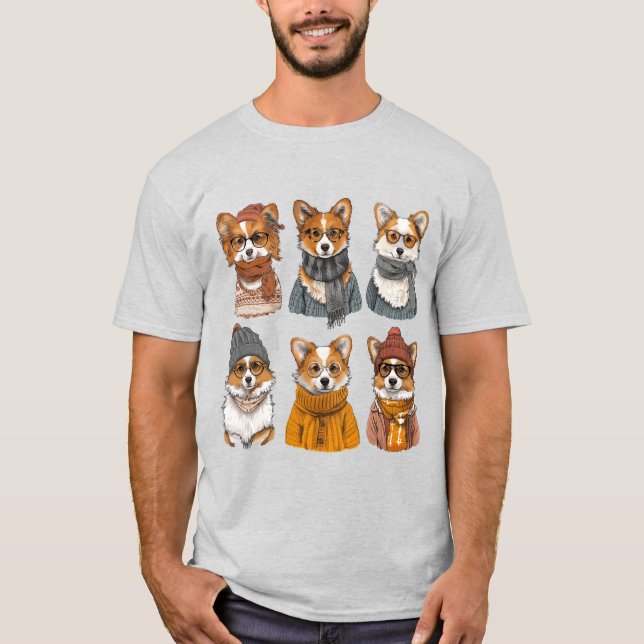 Fashionable Welsh Corgi Hundar T Shirt (Framsida)
