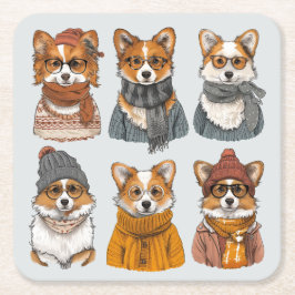 Fashionable Welsh Corgi Hundar Underlägg Papper Kvadrat
