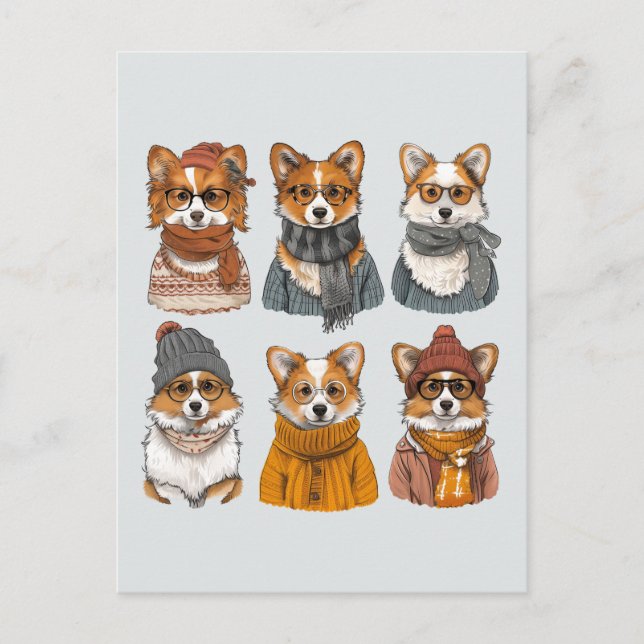 Fashionable Welsh Corgi Hundar Vykort (Framsida)