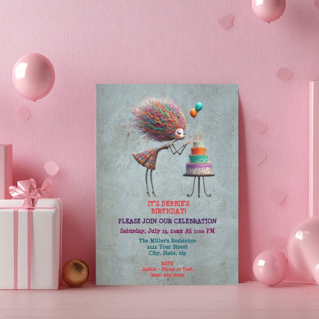 Fashionable Whimsical Birthday Girl Inbjudningar (Skapare uppladdad)