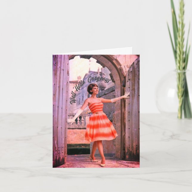 Fashionable Woman Birthday Card på 1960-talet Kort (Framsida)