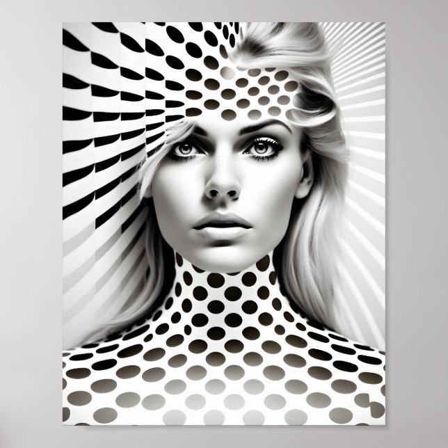 Fashionable Woman optical Illusion Black and White Poster (Framsidan)
