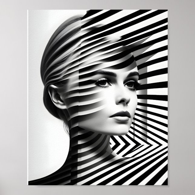 Fashionable Woman optical Illusion Black and White Poster (Framsidan)